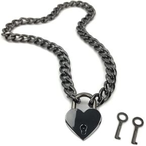 Succuba Padlock Necklace Chain Collar Choker with Two Keys and Box Cuban Metal Chain Necklace with Lock and Keys for Women, Men and Pet in Kuwait