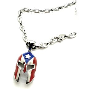 Papiichulo المتقشف بورتوريكو خوذة قلادة قلادة مع سلسلة ربط 24 بوصة، احتفالا بفخر بوريكوا. in Kuwait