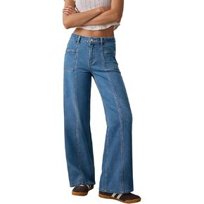 Women's High Waisted Wide Leg Jeans Strechy Straight Leg Baggy Denim Pants Trendy 2026 in Kuwait