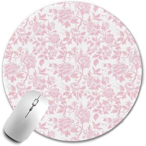 Pink Chinoiserie Mouse Pad,Vintage Pink and White Floral Desk Mat,Vintage Flowers Preppy Girly Mouse Pad for Dorm Home Office Decor,7.9x7.9 Inch in Saudi Arabia
