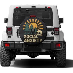 Delerain Spare Tire Cover with Backup Camera Hole Social Anxiety Wheel Covers Waterproof Dust-Proof UV Sun Universal Fit for Trailer RV SUV Truck (17 Inch for Diameter 31"-33") in Kuwait