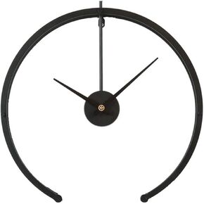 ساعة حديقة مقاومة للطقس في الهواء الطلق ساعة حائط حديدية خارجية نصف دائرة للاستخدام الخارجي شمالي إبداعي خفيف الوزن فاخر مناسب بشكل جميل لتزيين الجدران - أسود in Kuwait