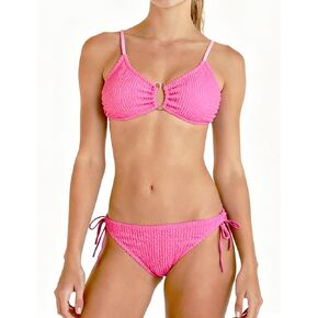 طقم بيكيني YUNAR للسيدات مكون من قطعتين، بدلة سباحة مضلعة بألوان متعددة مع جزء علوي مثلث قابل للتعديل وجزء سفلي جانبي in Kuwait