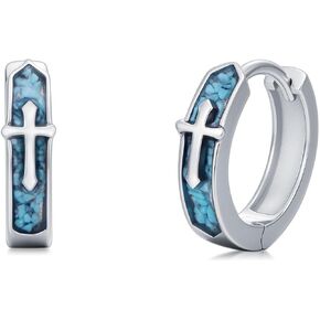 Hoop Earrings for Men Women 925 Sterling Silver Viking/Cross Earrings Gifts for Friend in Kuwait