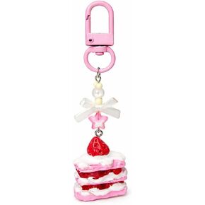 Dessert Keychain – Cake Keychains Bag Charms for Women with Bow and Pink Star Decorations, Cute Key Chains Gifts for Girls, Friends and Desserts Lovers in Kuwait