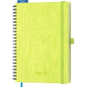 مخطط 2026-2027، مخطط أكاديمي يومي أسبوعي شهري، جدول أعمال حلزوني لمدة 18 شهرًا، 6.5 بوصة × 8.5 بوصة، تخطيط عمودي، مخطط تقويم، غطاء ناعم من الجلد النباتي، أخضر تفاحي in Kuwait