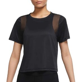 Nike Women's Yoga Dri-Fit Mesh Short Sleeve Top Shirt (B(DJ6571-010)/B, Small) in Kuwait