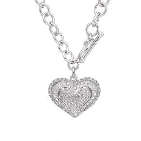 Spinningdaisy Silver Plated Crystal Breathing Heart Toggle Necklace in Kuwait