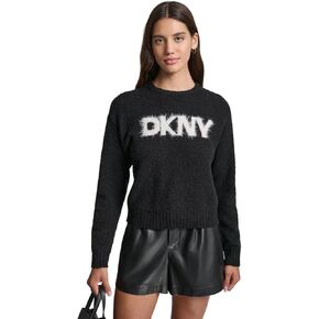 سترة نسائية من DKNY بياقة دائرية وأكمام طويلة وشعار in Kuwait