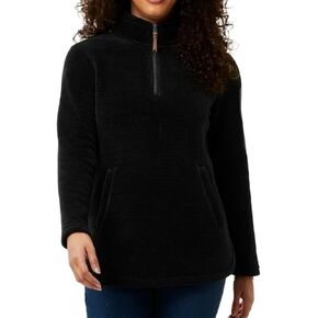 32 Degrees Heat Women's Mock Neck Fleece 1/4 Zip Pullover Sweater with Pockets (US, Alpha, XX-Large, Regular, Regular, Black) in Saudi Arabia