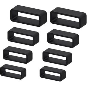8Pcs Watch Band Keepers, Watch Strap Holder 18mm/20mm/22mm /24mm Rubber Watch Band Holder Loop, Replacement Band Strap for Smart Sport Watchers Clasp Ring Accessories (Black) in Kuwait