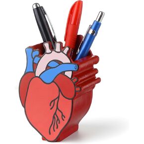 Jetec Wooden Anatomical Heart Pen Holder Realistic Human Heart Desk Organizer 4.72 x 3.15 Inches Red Pen Holder for Doctor Professionals Office Desk Decor Medical Student Gift in Saudi Arabia