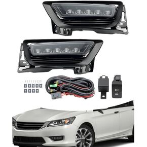Pair Fog Lights Assembly Compatible with Accord 4DR Sedan 2013 2014 2015 Not Halogen Left and Right Side Lamp with Switch and Harness Clear Lens 33900T2AA01 33950T2AA01 in Kuwait