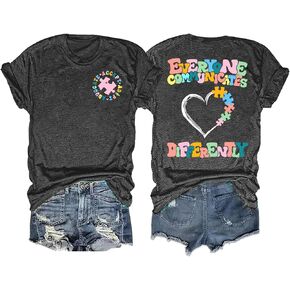 Autism Mama Shirt Women Autism Awareness Shirts Gift for Autism Mom Tee Mental Health Tee Tops in Kuwait