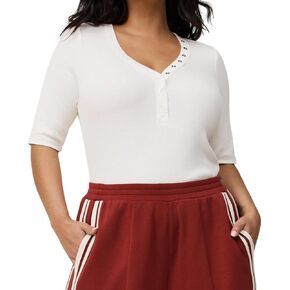 قميص Torrid نسائي بمقاس كبير - قميص هينلي قطني مضلع in Kuwait