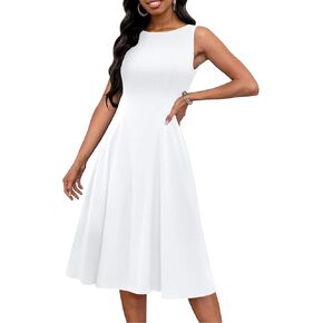 FANDEE Women's Sleeveless Cocktail Dress Vintage A Line Fit and Flare Elegant Midi Dresses for Women with Pockets in Kuwait