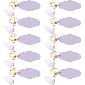 ModParty Motel Keychains - Set of 10 | Retro Key Tags with White Tassels & Gold Hardware (EB3475NP) in Kuwait