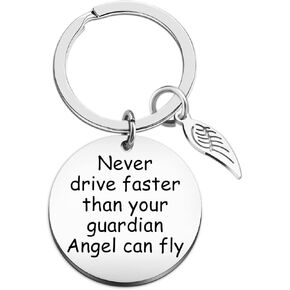 Angel Keychain Guardian Angel Gift New Driver Gifts Guardian Angels Keychain Gift for New Driver Car Protection Keychains Easter Gift Basket Never Drive Faster Than Your Guardian AngelCan Fly in Kuwait