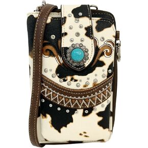 محفظة الهاتف الخلوي الغربية - حقيبة كروس صغيرة للنساء مع حزام معصم وفتحات لبطاقة المحفظة in Kuwait