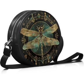 Round Crossbody Bags for Women, Leather Circle Purse Zipper Small Shoulder Bag with Adjustable Straps in Kuwait