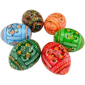 Easter Painted Eggs Wooden Ukrainian Pysanky Pysanka. Polish Pisanki. Czech Kraslice. Set of 6 in Kuwait
