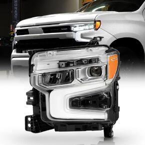 KEEKPO - For 2022-2024 Chevy Silverado 1500 LT|RST Chrome Bezel w/Amber Tracer Animation LED Headlights Headlamps Pair in Kuwait