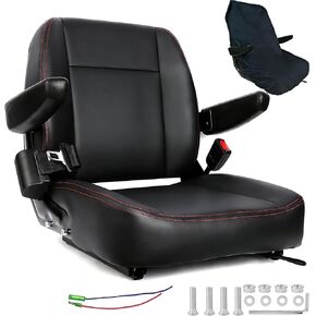 Universal Forklift Seat with Cover,High - Resilience Foam Cushioning with Seat Belt, Adjustable Armrests & Micro Switch - Fit for Forklift,Tractor,Mower in Kuwait