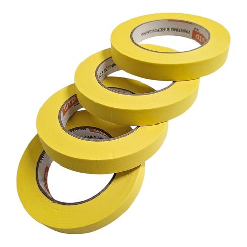 شريط لاصق للسيارات MTP18-12 لون أصفر 18 مم × 50 م (3/4 بوصة × 55 ياردة) - غلاف 12 قطعة - مقاوم لدرجات الحرارة العالية - بدون بقايا - مرن - الطلاء وإعادة التشطيب in Kuwait