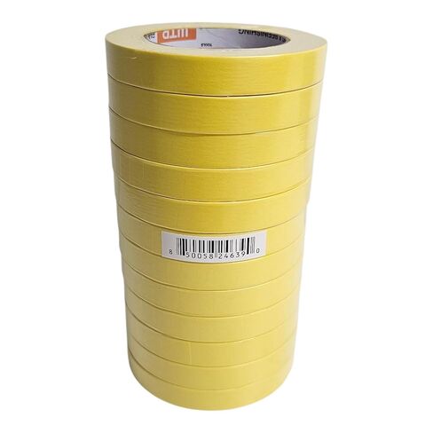 شريط لاصق للسيارات MTP18-12 لون أصفر 18 مم × 50 م (3/4 بوصة × 55 ياردة) - غلاف 12 قطعة - مقاوم لدرجات الحرارة العالية - بدون بقايا - مرن - الطلاء وإعادة التشطيب in Kuwait