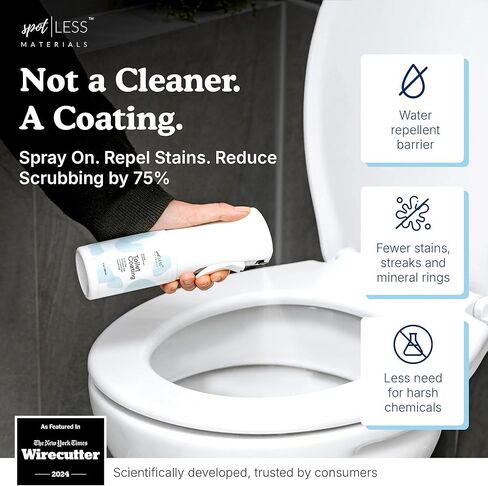 spotLESS MATERIALS Toilet Coating, Toilet Coating Spray for Ceramic and Porcelain, Water Repellent Barrier, Helps Reduce Scrubbing and Cleaning Time, PFAS Free Bathroom Essential, Cleaning Supplies in Saudi Arabia