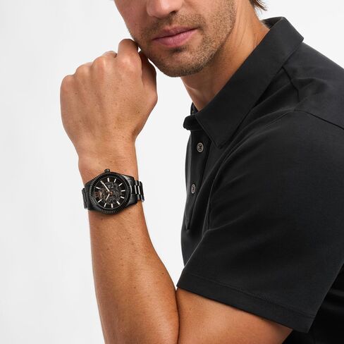 Michael Kors Men's Watch, Lexington Automatic Black Stainless Steel Watch for Men in Saudi Arabia