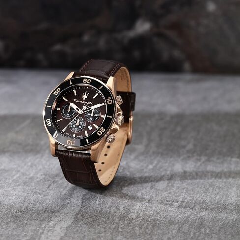 Maserati Limited Edition Men’s Watch, Chronograph, Analog, Leather Strap, Waterproof, Competition Collection - R8871600001 in Kuwait