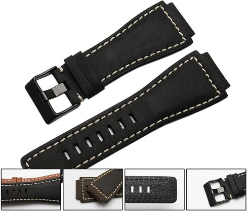 33 * 24mm Convex End Italian Leather Watch Band For Bell Series BR01 BR03 Bracelet Belt Ross Rubber Man Strap in Saudi Arabia