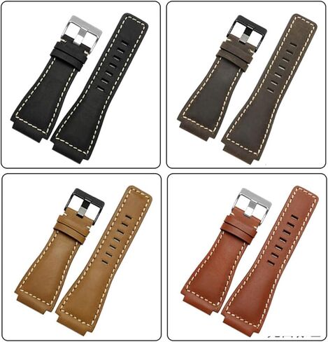 33 * 24mm Convex End Italian Leather Watch Band For Bell Series BR01 BR03 Bracelet Belt Ross Rubber Man Strap in Saudi Arabia