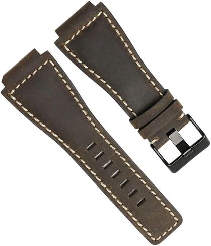 33 * 24mm Convex End Italian Leather Watch Band For Bell Series BR01 BR03 Bracelet Belt Ross Rubber Man Strap in Saudi Arabia