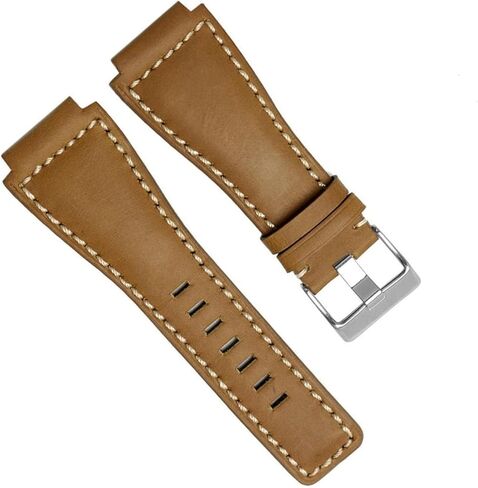 33 * 24mm Convex End Italian Leather Watch Band For Bell Series BR01 BR03 Bracelet Belt Ross Rubber Man Strap in Saudi Arabia