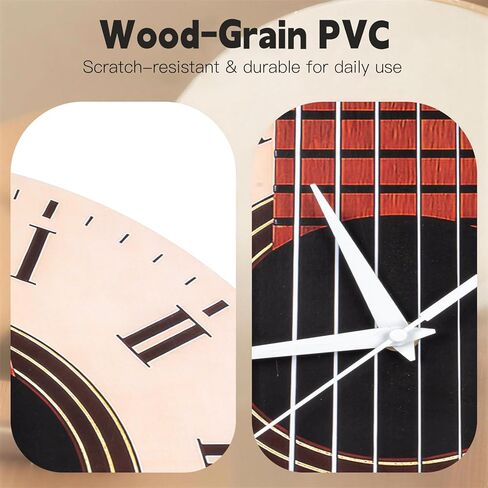 Music Guitar Wall Clock – 12 Inch Artistic Silent Wooden Clock with Battery Operated, Music Themed Decoration for Living Rooms and Rooms, Gift Loved by Musicians & Guitar Enthusiasts in Saudi Arabia