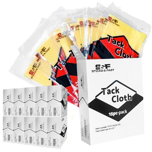 S&F STEAD & FAST Tack Cloth for Automotive Painting, White, 12-Pc Tack Cloths for Removing Dust from Woodworking in Kuwait