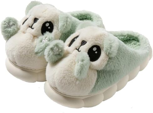 HANDKEI Panda Animal Slippers for Women | Non-Slip Thick-Soled, Fuzzy Indoor Slippers, Warm & Cozy, Women/Men in Saudi Arabia