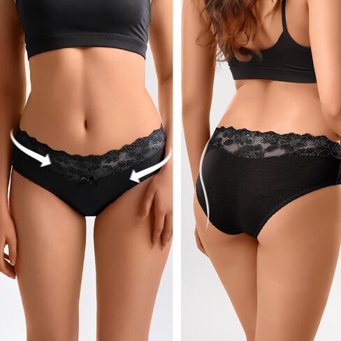 Waist Lace Patchwork Womens Underwear - 5PCS Cotton Sexy Cheeky Comfortable Ladies Panties Soft Bikini Briefs in Saudi Arabia