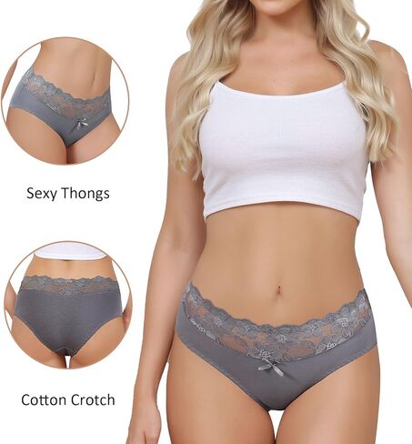Waist Lace Patchwork Womens Underwear - 5PCS Cotton Sexy Cheeky Comfortable Ladies Panties Soft Bikini Briefs in Saudi Arabia