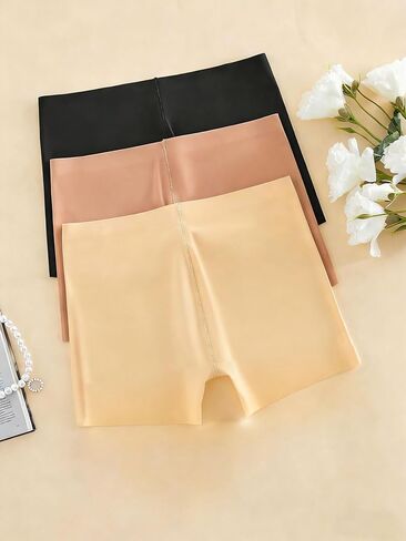 Women Seamless Boyshort Panties Ice Silk Breathable Mid Waist No Show Underwear with Cotton Gusset in Saudi Arabia
