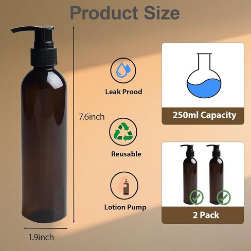 حاوية زيت الجسم، موزع زيت الجسم مع مضخة لوشن، بلاستيك مانع للتسرب وخالي من مادة BPA، قطعتان in Kuwait