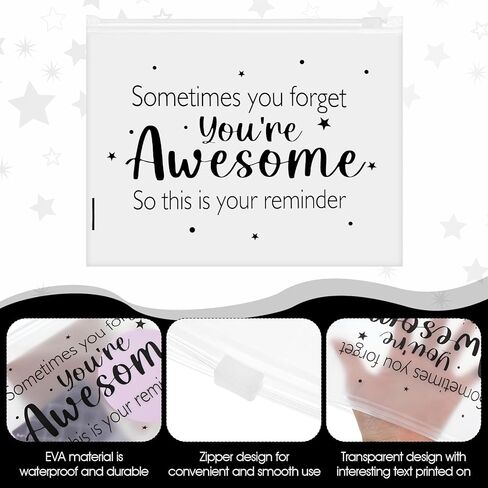 200 Pcs Inspirational Gifts for Women Bulk - EVA Cosmetic Makeup Bags with Zipper, You Are Awesome Travel Toiletry Pouch for Nurse, Teacher Appreciation & Birthday Christmas Gift (8 x 6 Inch) in Kuwait