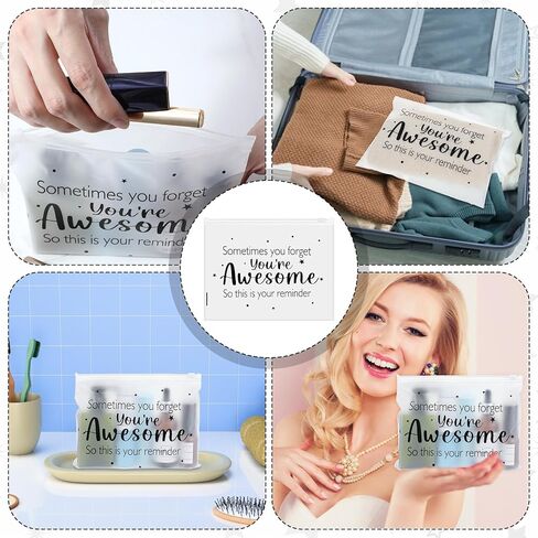 200 Pcs Inspirational Gifts for Women Bulk - EVA Cosmetic Makeup Bags with Zipper, You Are Awesome Travel Toiletry Pouch for Nurse, Teacher Appreciation & Birthday Christmas Gift (8 x 6 Inch) in Kuwait