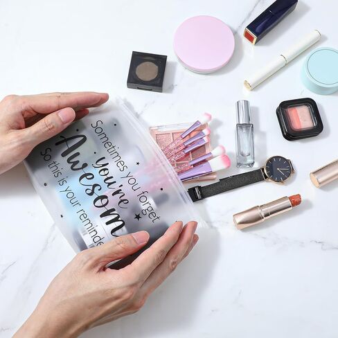 200 Pcs Inspirational Gifts for Women Bulk - EVA Cosmetic Makeup Bags with Zipper, You Are Awesome Travel Toiletry Pouch for Nurse, Teacher Appreciation & Birthday Christmas Gift (8 x 6 Inch) in Kuwait