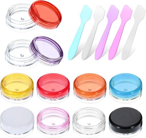 10 Pcs Sample Containers with Lids, 2g Mini Travel Jars, Travel Containers for Creams, Refillable Makeup Samples Container, Clear Sample Pots with Mini Spatulas for Toiletries, Creams, Lotions 3x1.2cm in Kuwait