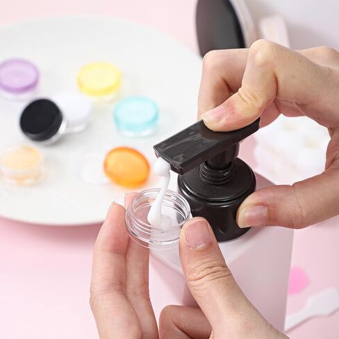 10 Pcs Sample Containers with Lids, 2g Mini Travel Jars, Travel Containers for Creams, Refillable Makeup Samples Container, Clear Sample Pots with Mini Spatulas for Toiletries, Creams, Lotions 3x1.2cm in Kuwait