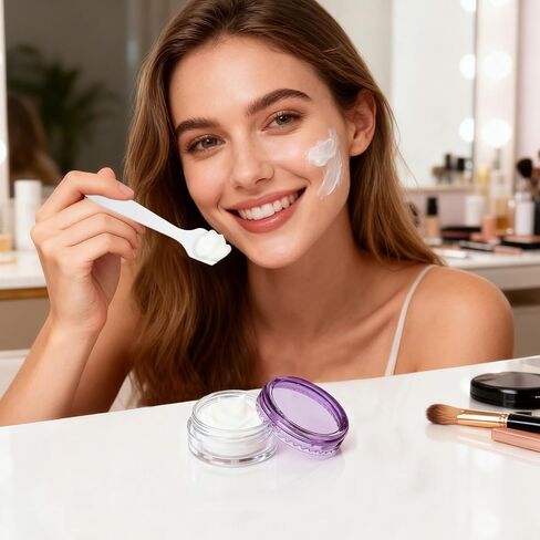 10 Pcs Sample Containers with Lids, 2g Mini Travel Jars, Travel Containers for Creams, Refillable Makeup Samples Container, Clear Sample Pots with Mini Spatulas for Toiletries, Creams, Lotions 3x1.2cm in Kuwait