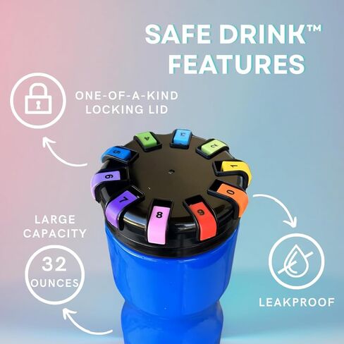 Classic - 32oz Reusable Locking Bottle Patented Anti-Drink Spiking Technology, Drink Spiking Prevention (Blue, 32 oz) in Saudi Arabia